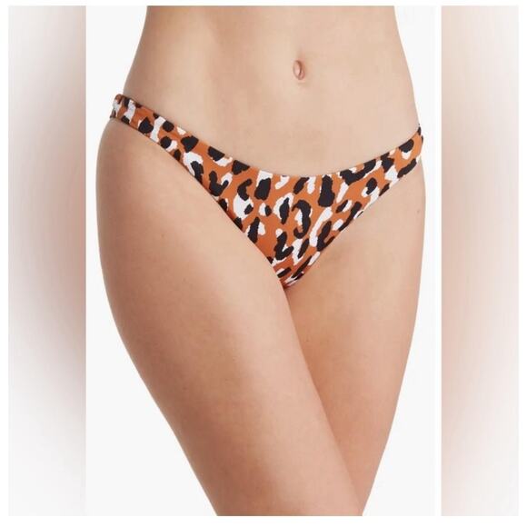 New Vitamin A California High Leg Brown Leopard Animal Swim  Bikini Bottom 12 XL - Picture 1 of 7